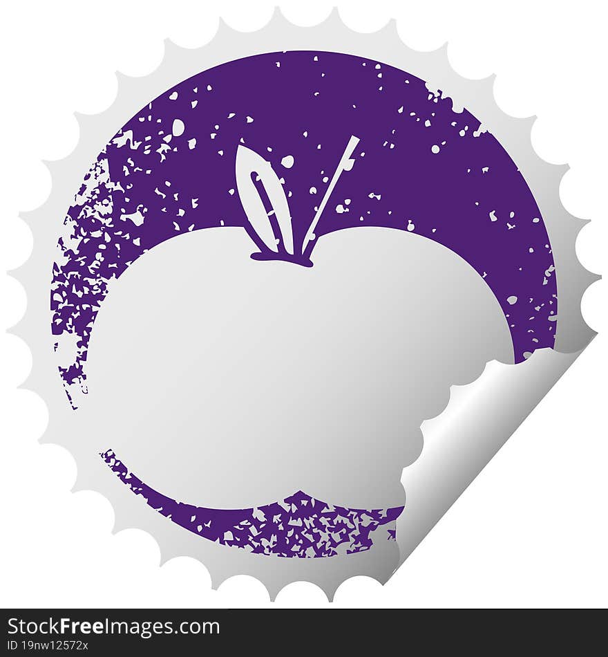 distressed circular peeling sticker symbol juicy apple