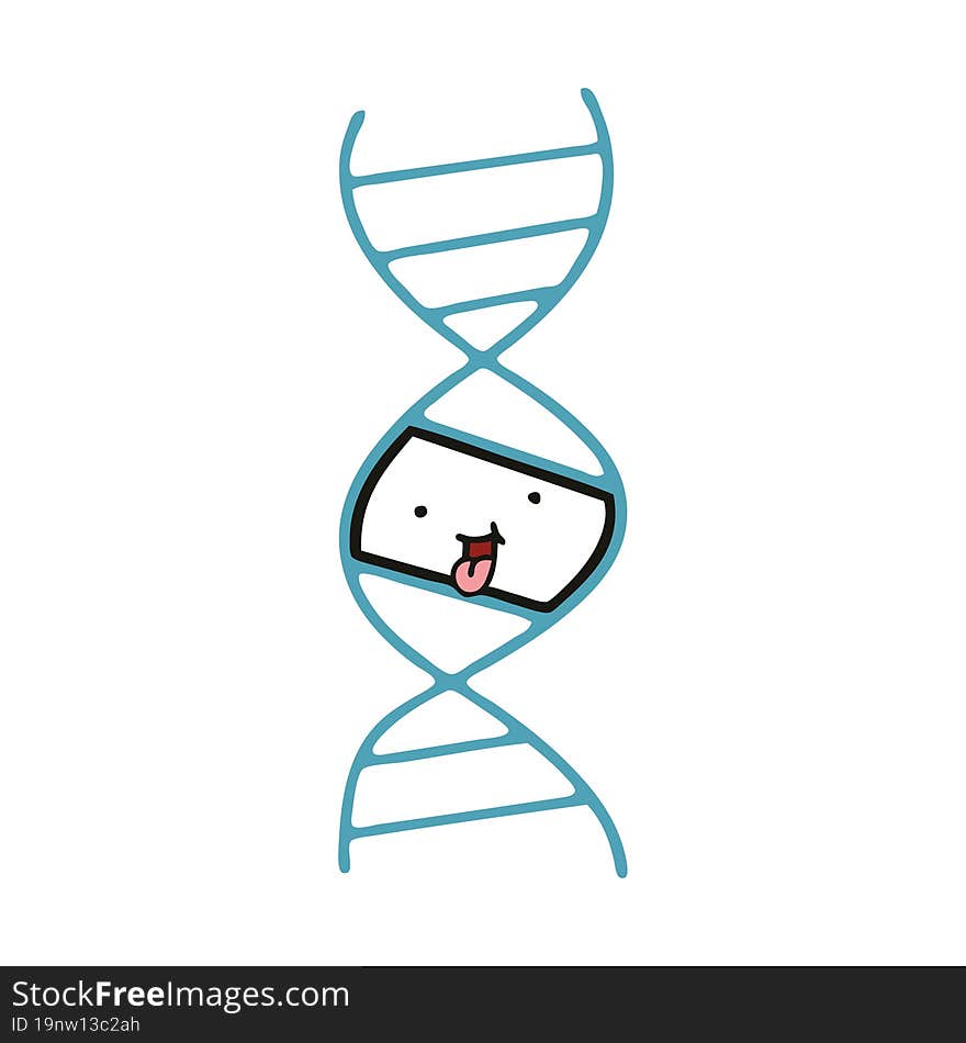 flat color retro cartoon of a DNA strand