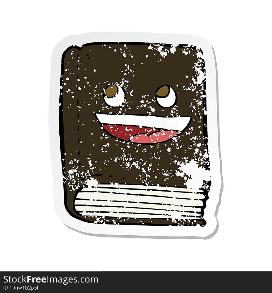 retro distressed sticker of a cartoon happy book