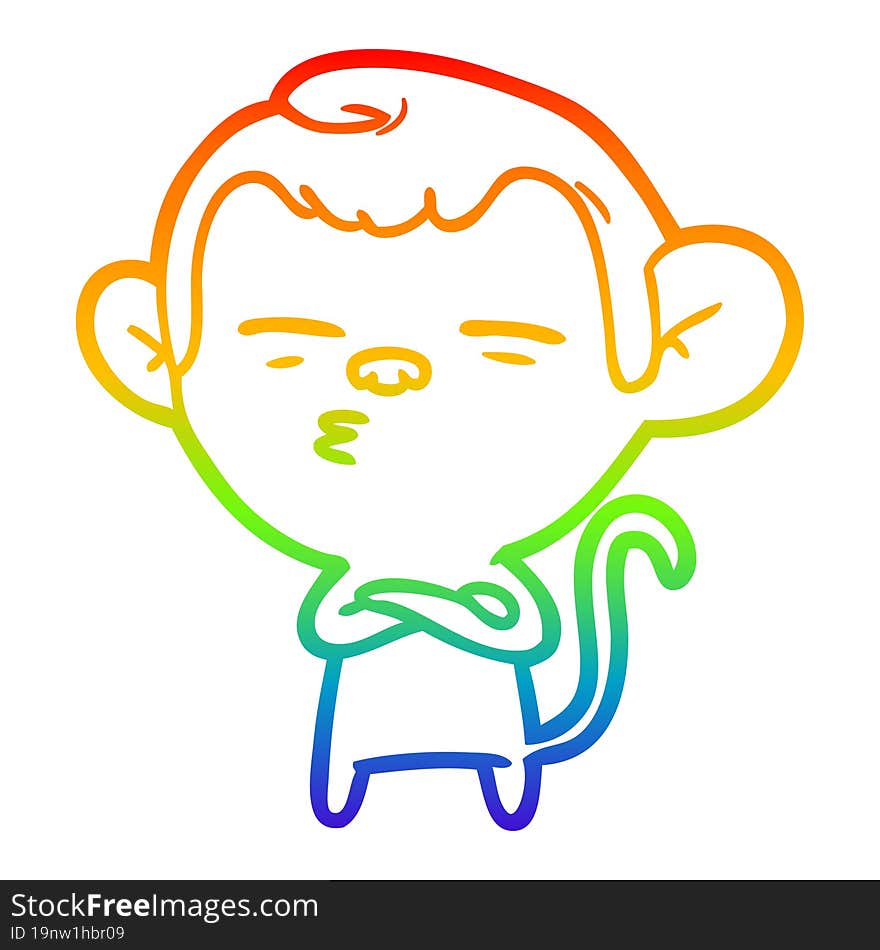 rainbow gradient line drawing cartoon suspicious monkey