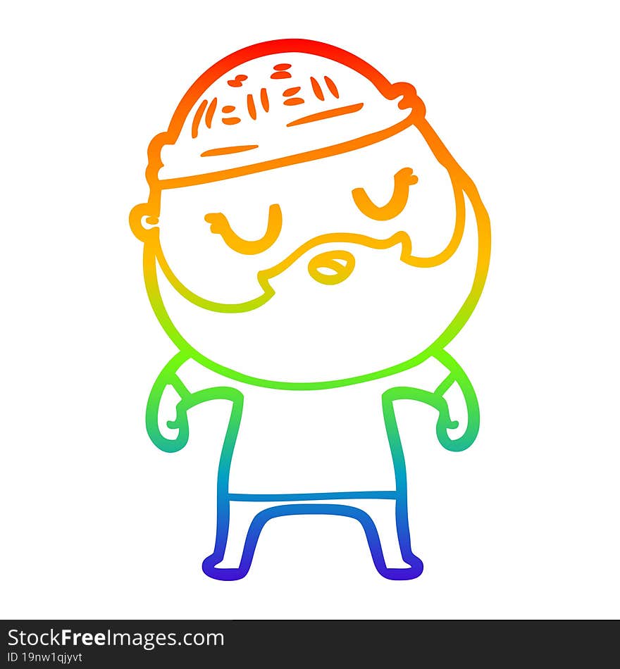 rainbow gradient line drawing cute cartoon man with beard