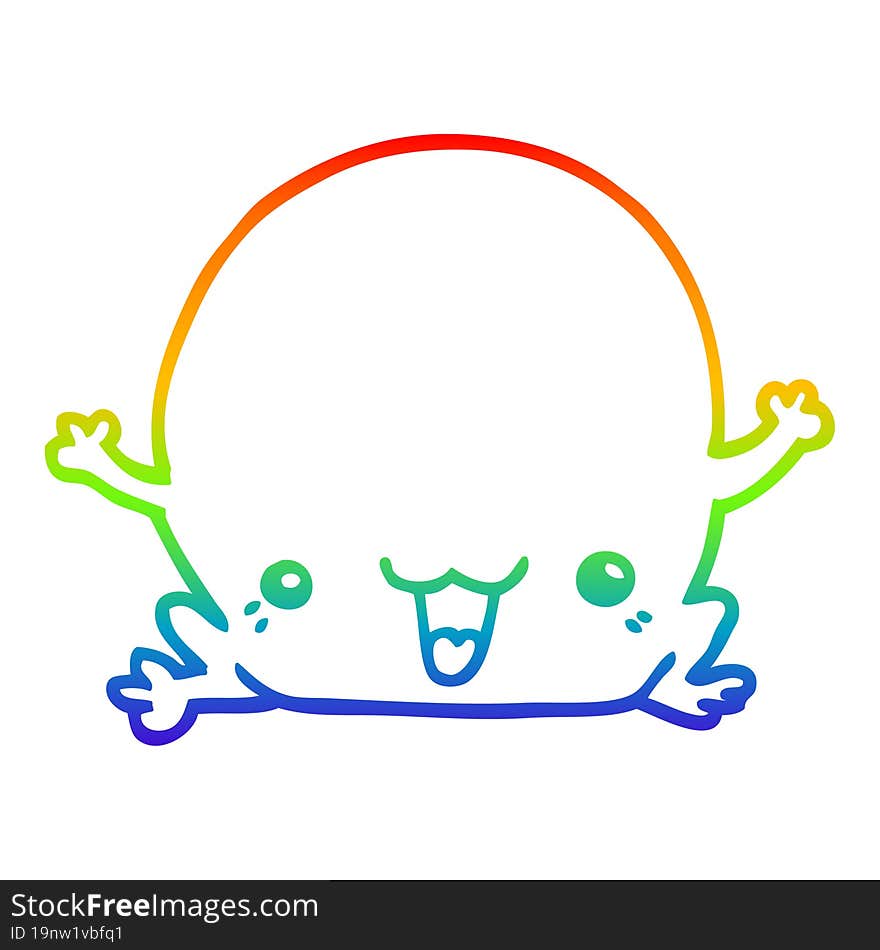 rainbow gradient line drawing of a cartoon frog