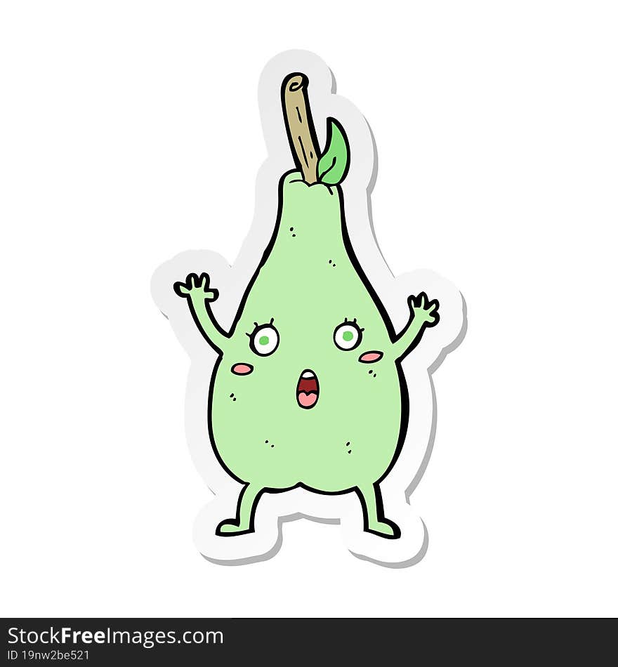 sticker of a cartoon frightened pear