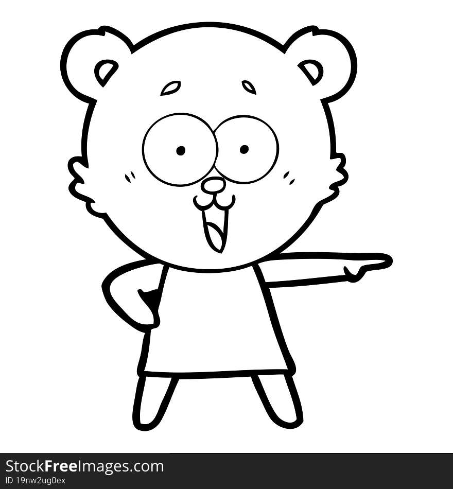 laughing pointing teddy bear cartoon. laughing pointing teddy bear cartoon