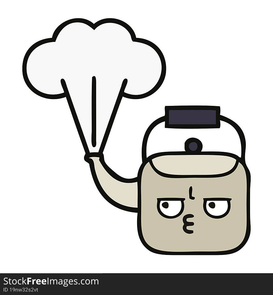 Cute Cartoon Steaming Kettle