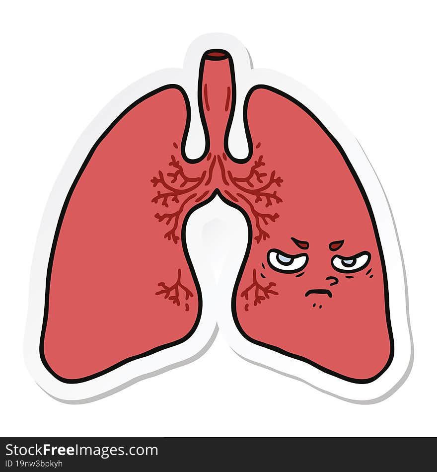 sticker of a cartoon lungs