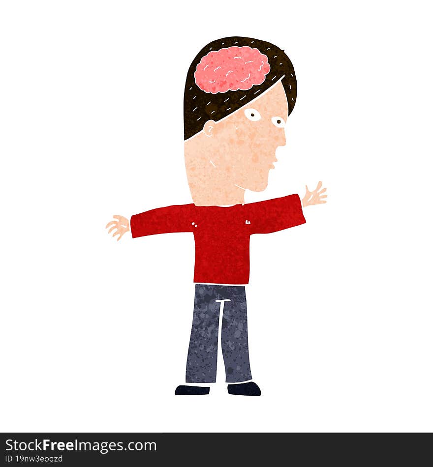 cartoon man with brain