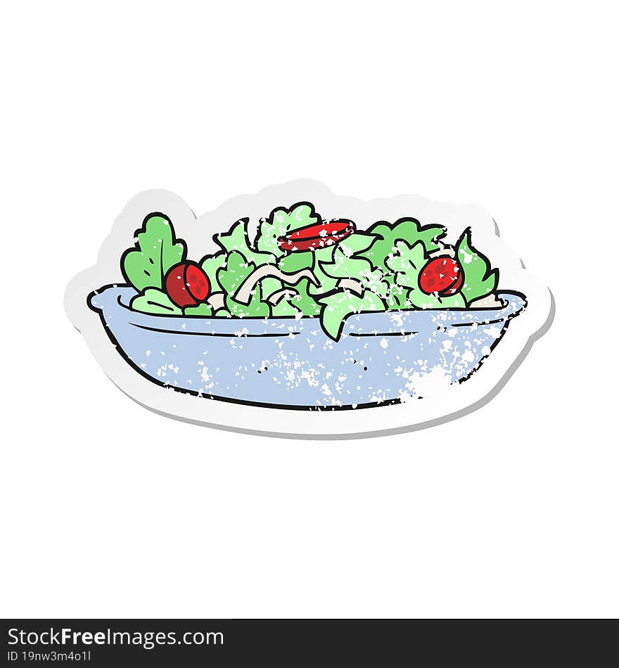 retro distressed sticker of a cartoon salad