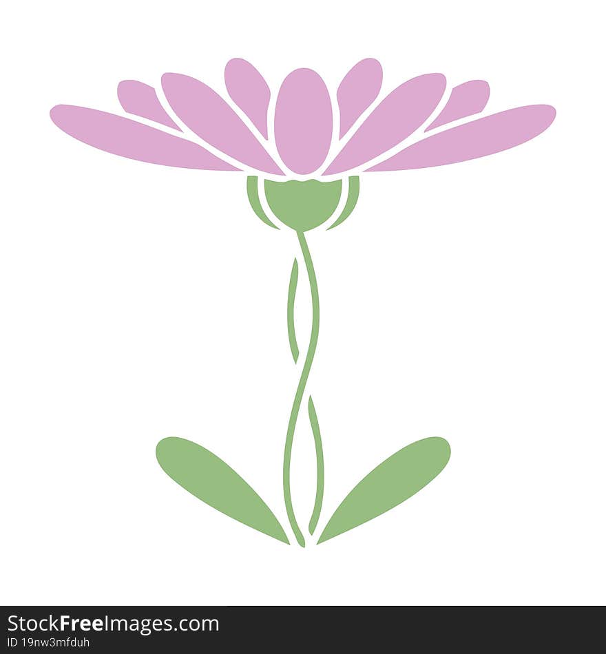 Flat Color Retro Cartoon Flower