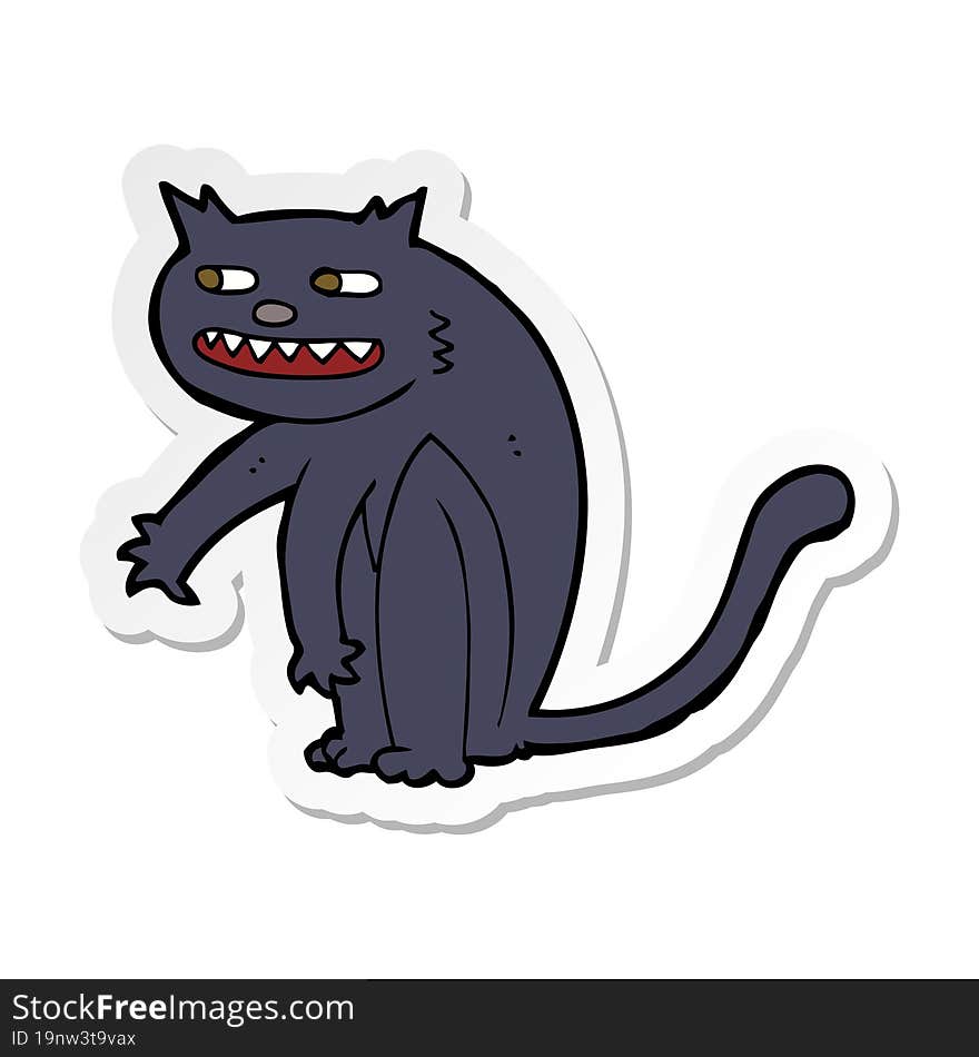 Sticker Of A Cartoon Black Cat