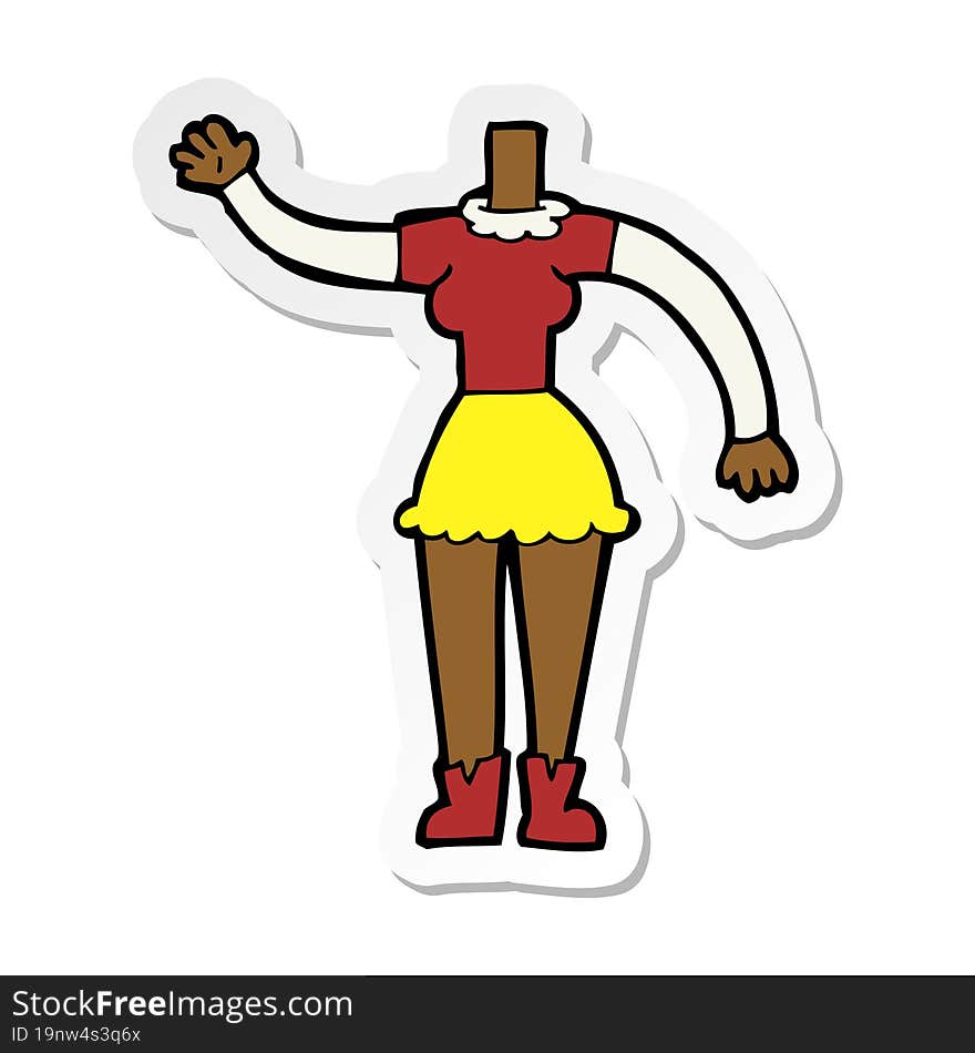 Sticker Of A Cartoon Female Body