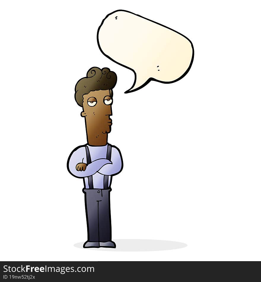 Cartoon Unimpressed Man With Speech Bubble