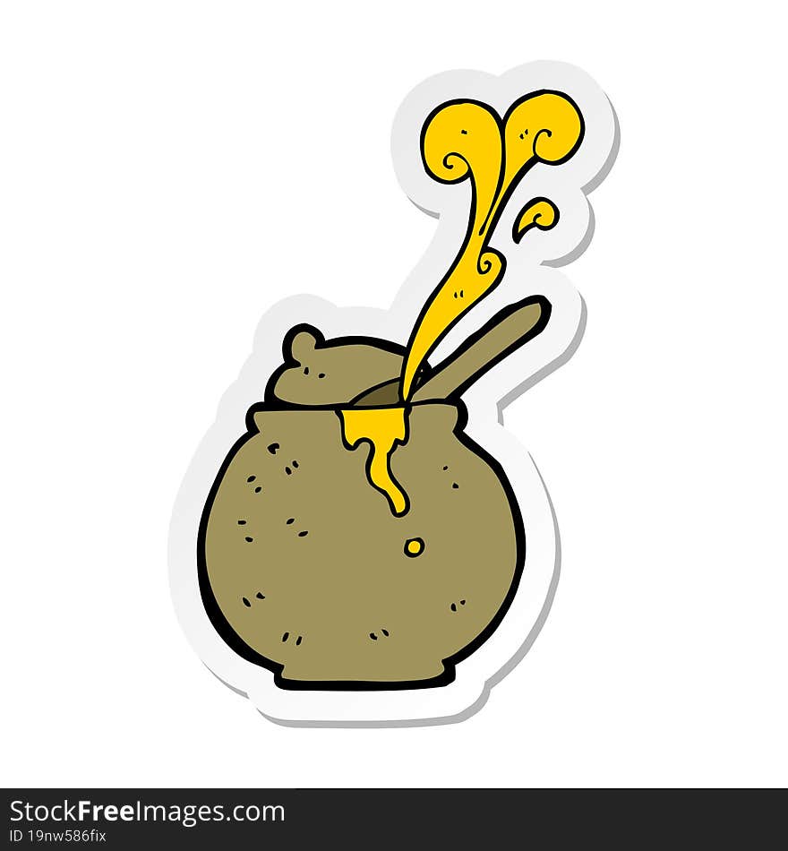 Sticker Of A Cartoon Honey Pot