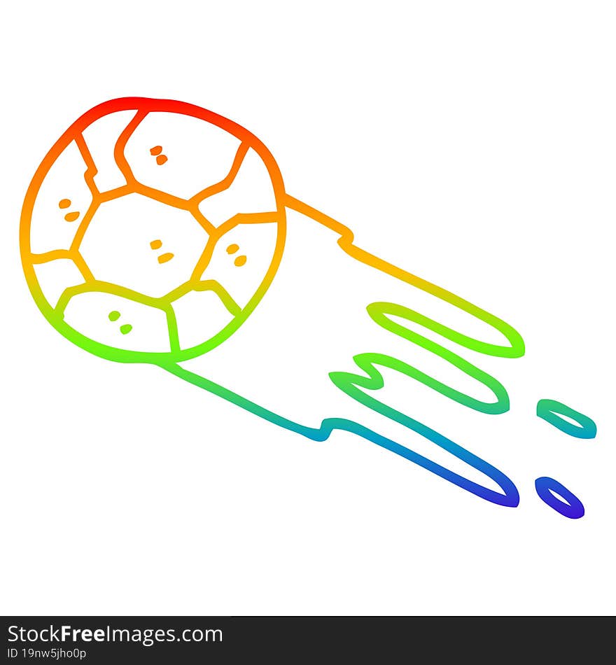 rainbow gradient line drawing cartoon soccer ball