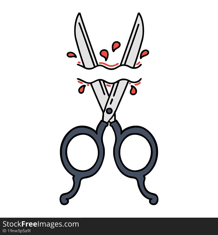 traditional tattoo of barber scissors