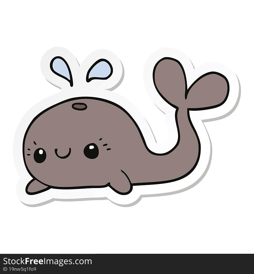 sticker of a cute cartoon whale