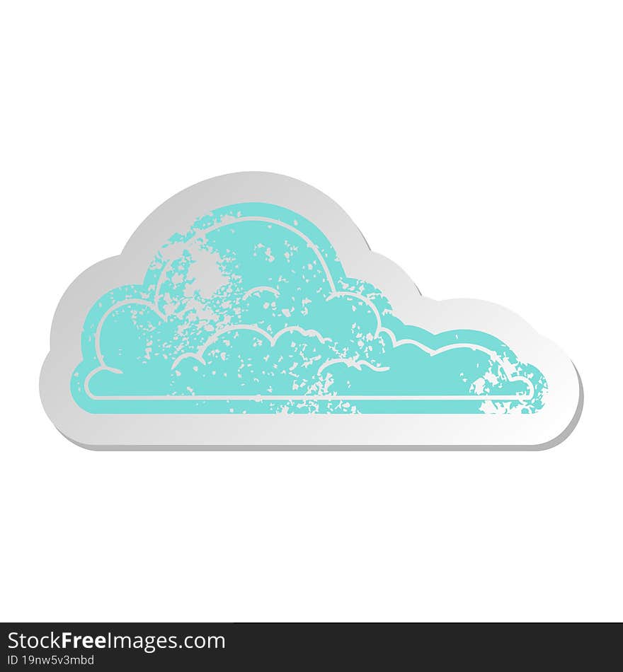 Distressed Old Sticker Of White Large Clouds