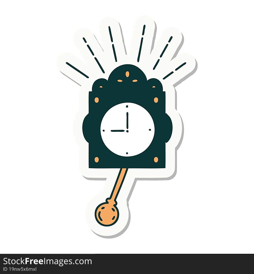 sticker of tattoo style ticking clock