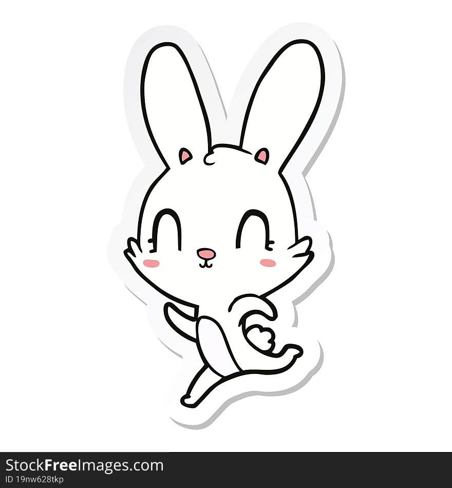 sticker of a cute cartoon rabbit