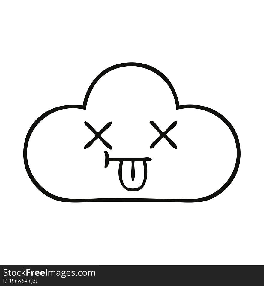 line drawing cartoon white cloud