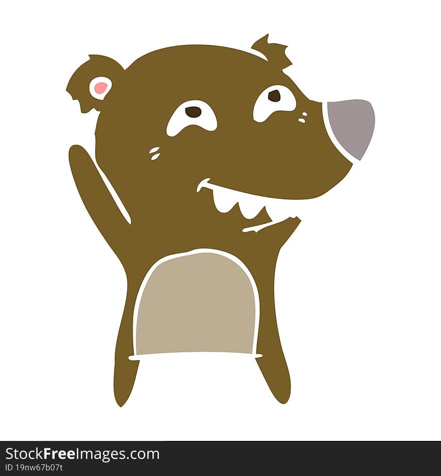 flat color style cartoon bear showing teeth