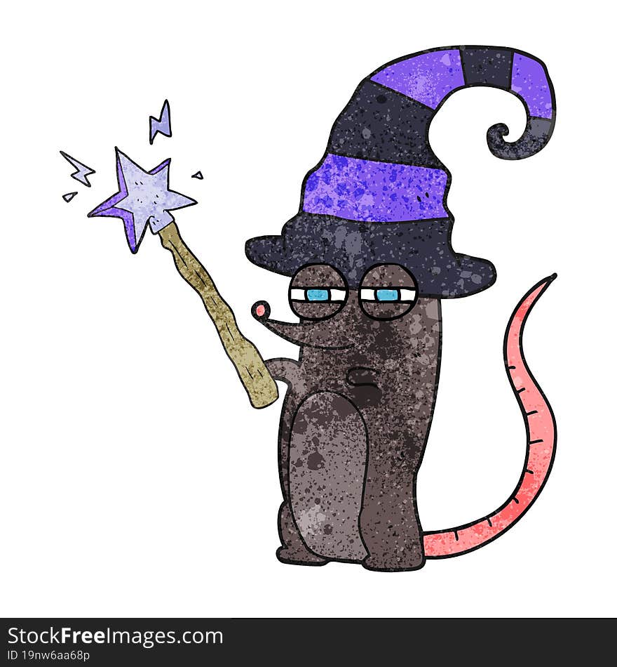 freehand textured cartoon magic witch mouse