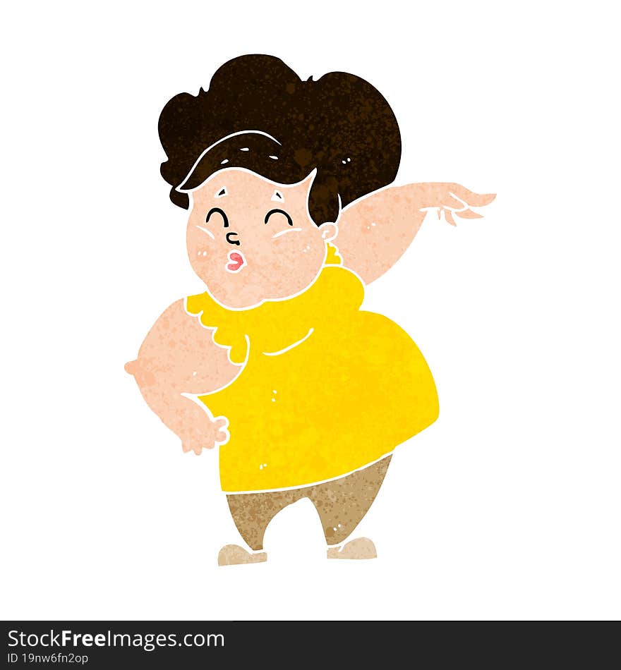 Cartoon Happy Overweight Lady