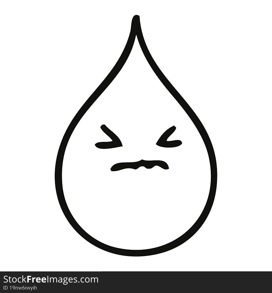 line drawing quirky cartoon emotional rain drop. line drawing quirky cartoon emotional rain drop