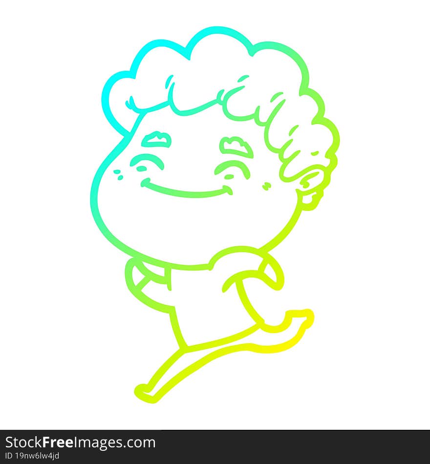 Cold Gradient Line Drawing Cartoon Friendly Man