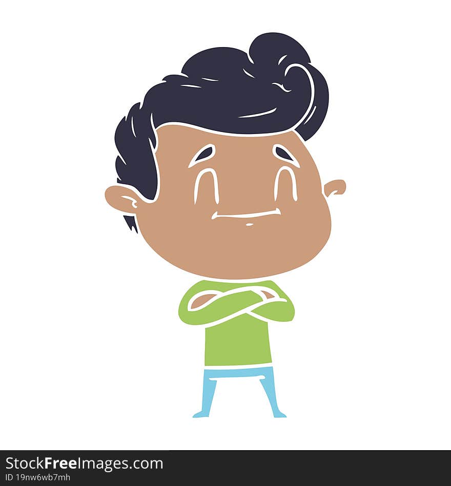 Happy Flat Color Style Cartoon Man