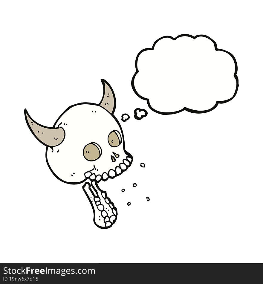 Cartoon Spooky Skull With Thought Bubble