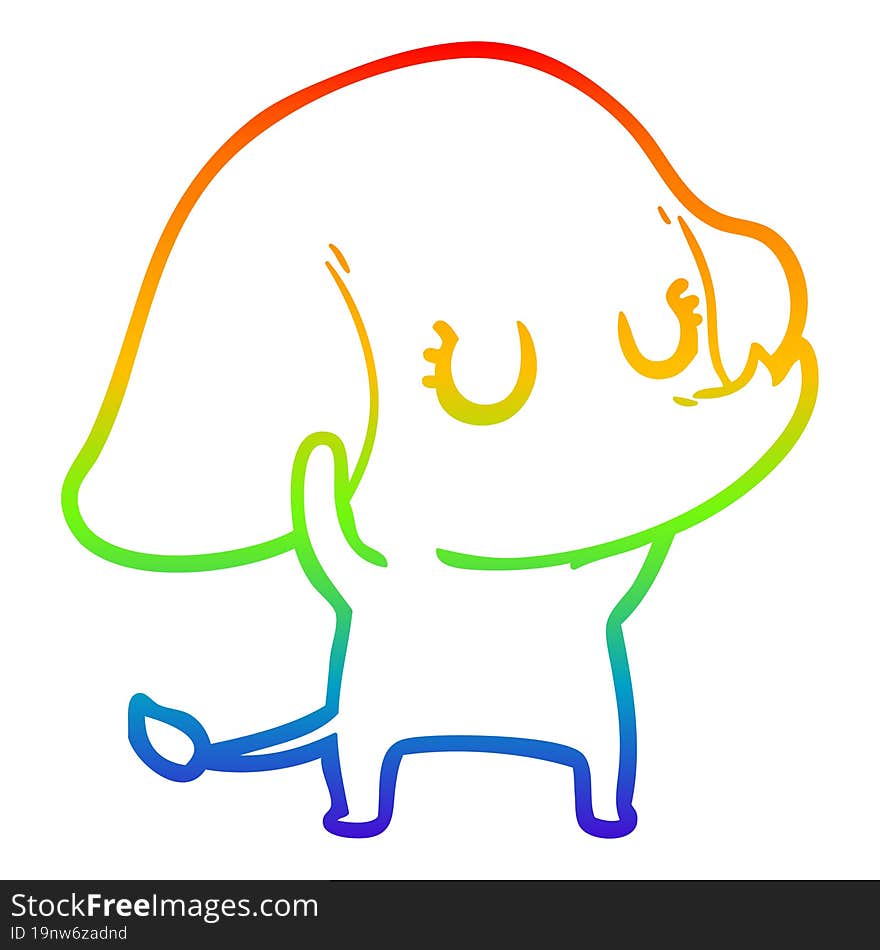 rainbow gradient line drawing cute cartoon elephant