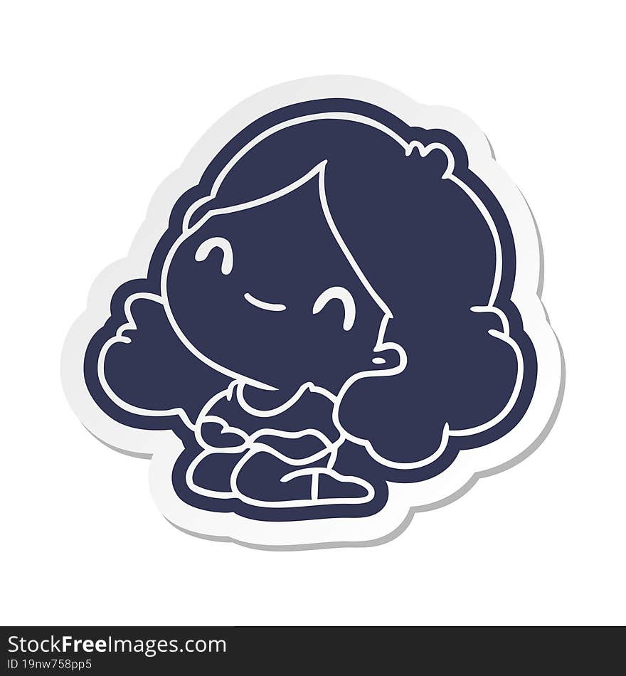 cartoon sticker of a cute kawaii girl