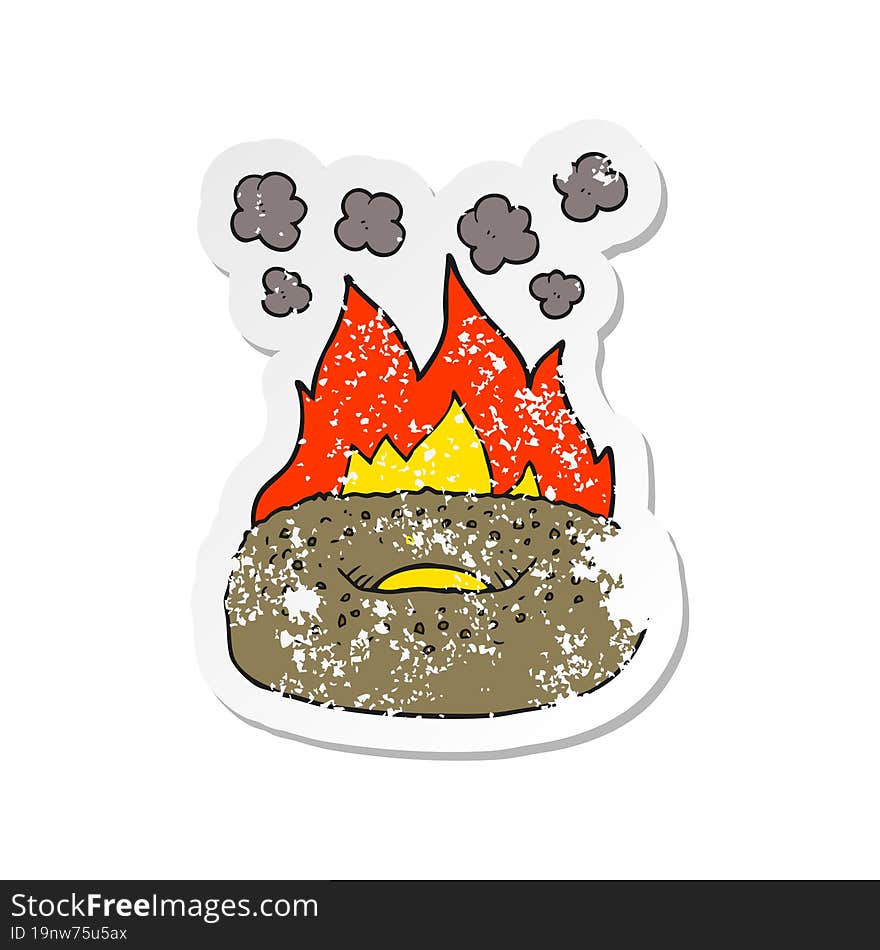 Retro Distressed Sticker Of A Cartoon Bagel