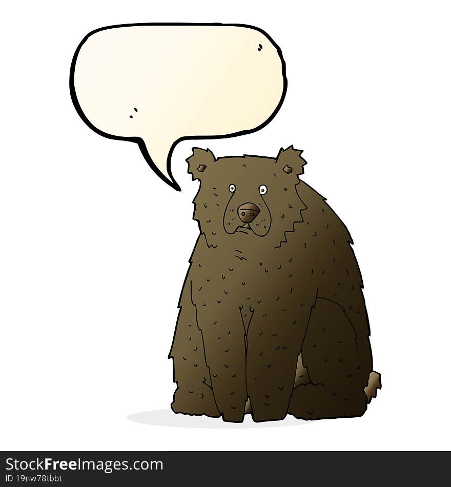 cartoon funny black bear with speech bubble