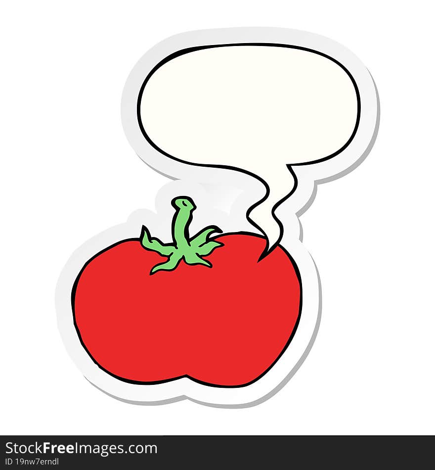 cartoon tomato and speech bubble sticker