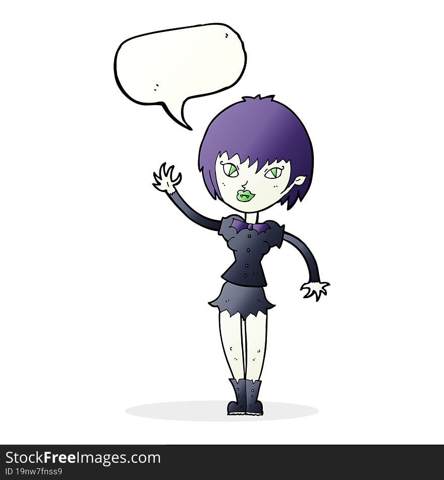 cartoon vampire girl with speech bubble