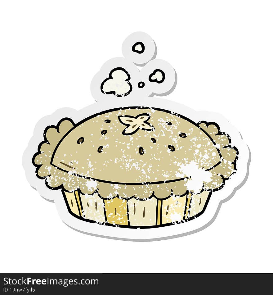 Distressed Sticker Of A Cartoon Pie