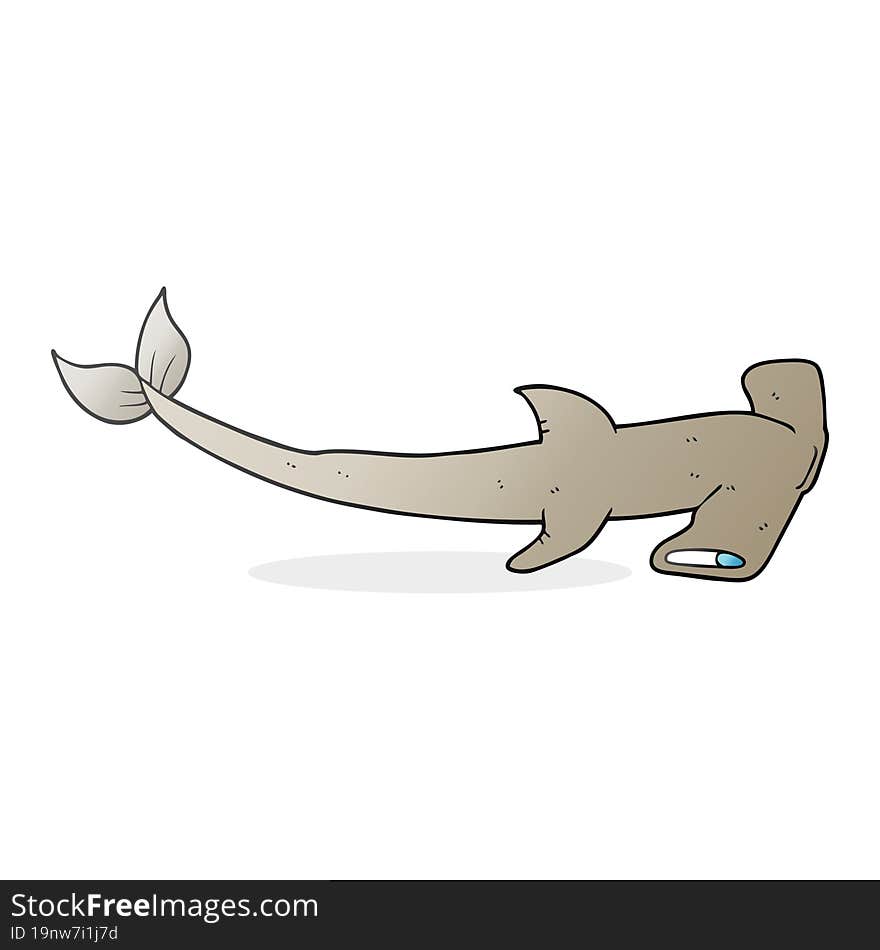 freehand drawn cartoon hammerhead shark