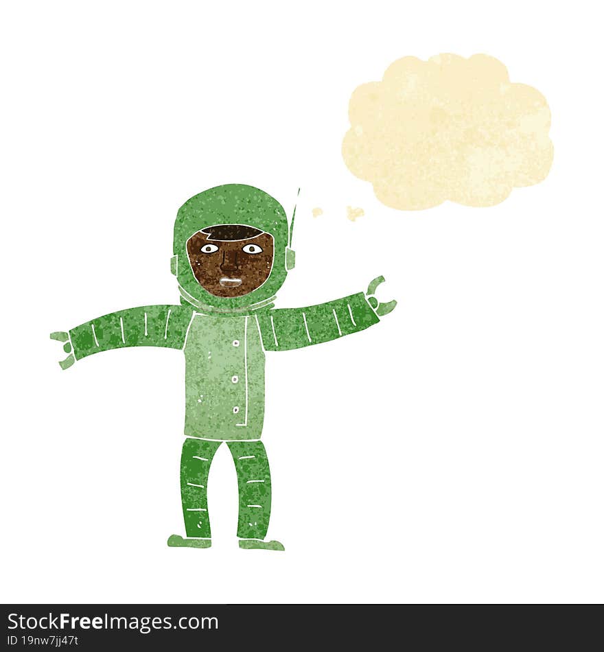 Cartoon Space Man With Thought Bubble