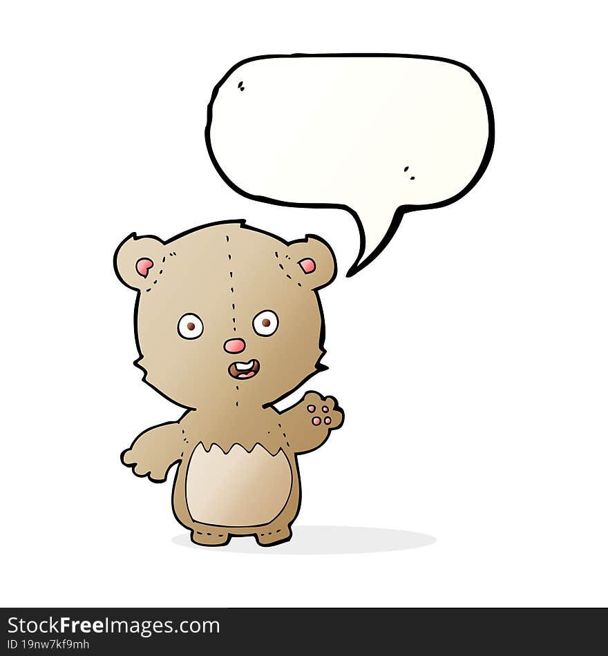 cartoon teddy bear with speech bubble