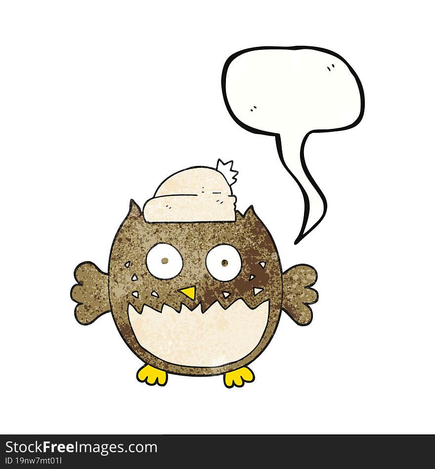 speech bubble textured cartoon owl