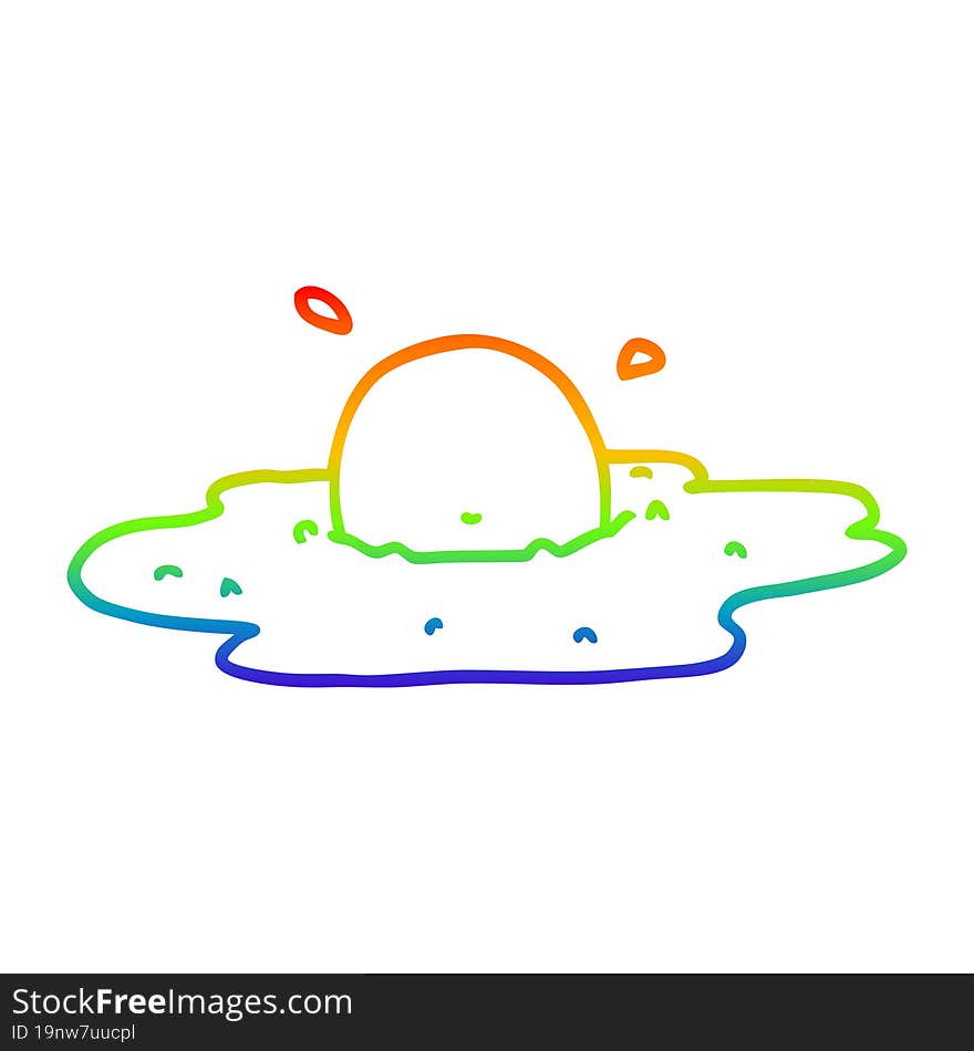 rainbow gradient line drawing cartoon fried egg