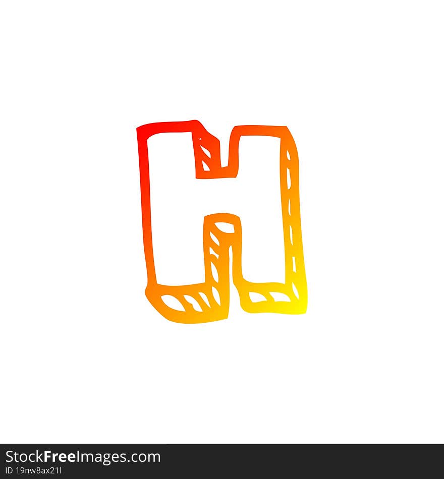 warm gradient line drawing cartoon letter h