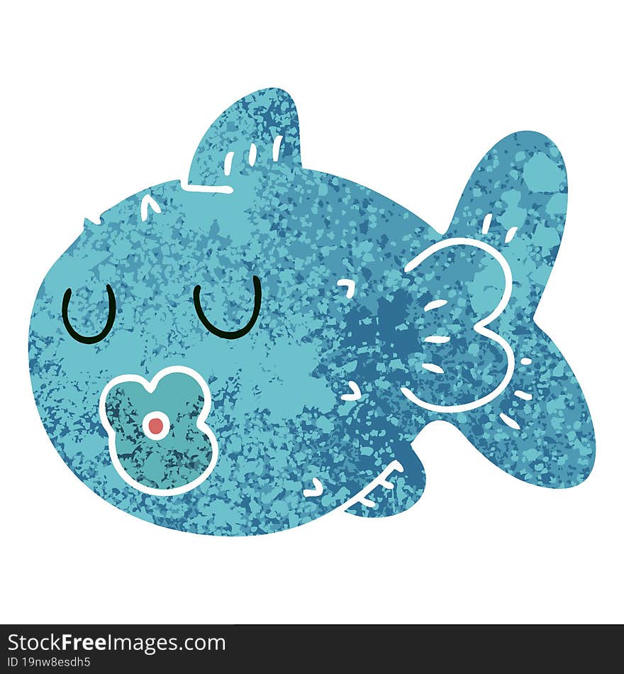 quirky retro illustration style cartoon fish