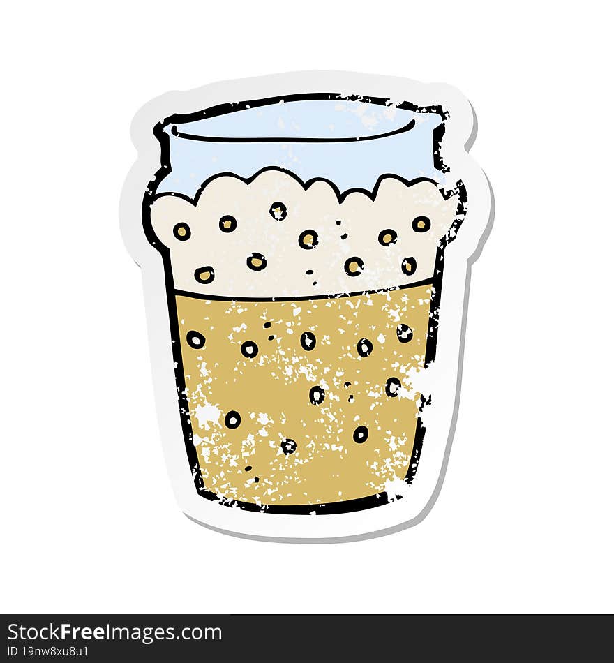 retro distressed sticker of a cartoon glass of beer