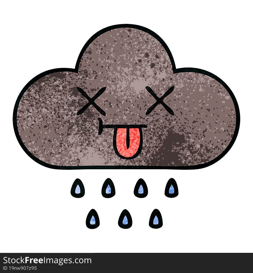 retro grunge texture cartoon storm rain cloud