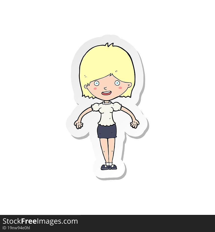 Sticker Of A Cartoon Happy Woman