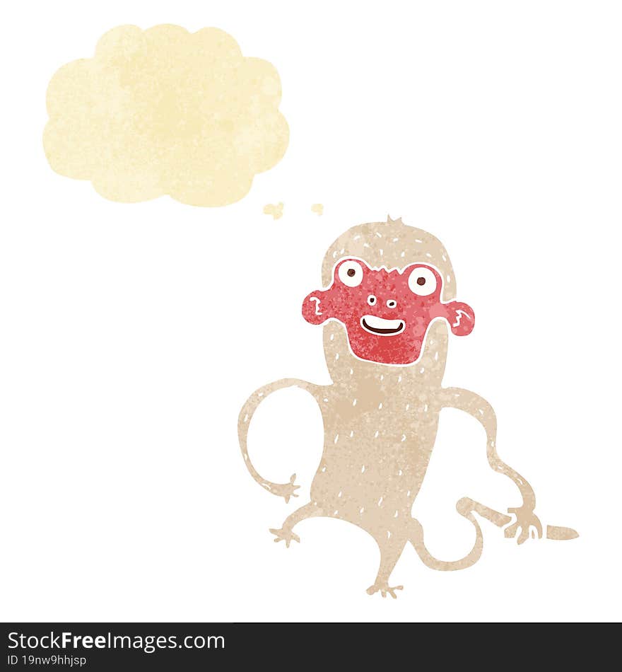 cartoon monkey with thought bubble