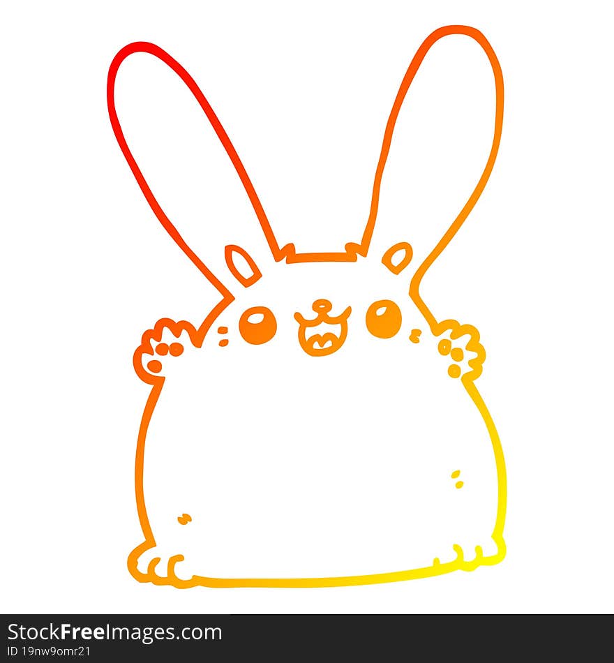 warm gradient line drawing of a cartoon rabbit